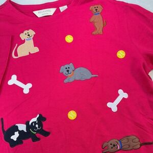 Bechamel Petites Dog Puppies Bone Tennis Ball Top Red Casual Womens Size PM